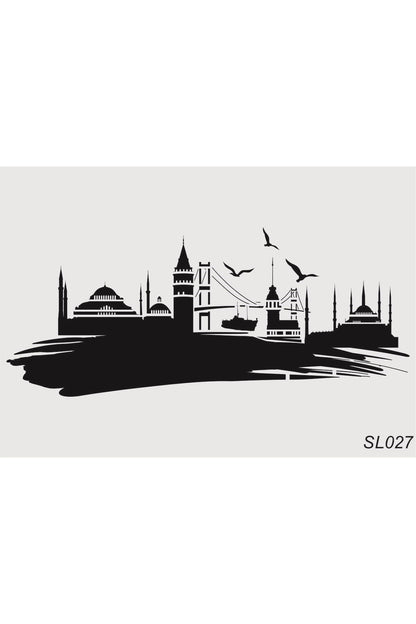 Stencil Tasarım SL027 İstanbul - Dekoratif Duvar Ve Eşya Boyama Şablonları