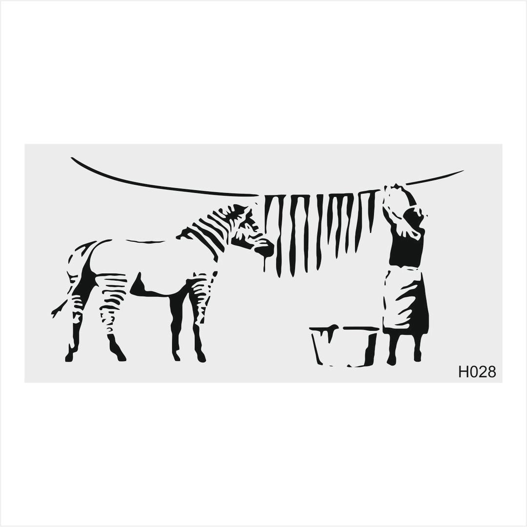 Stencil Tasarım H028 Zebra Duvar Ahşap Cam Kumaş Boyama Şablonu