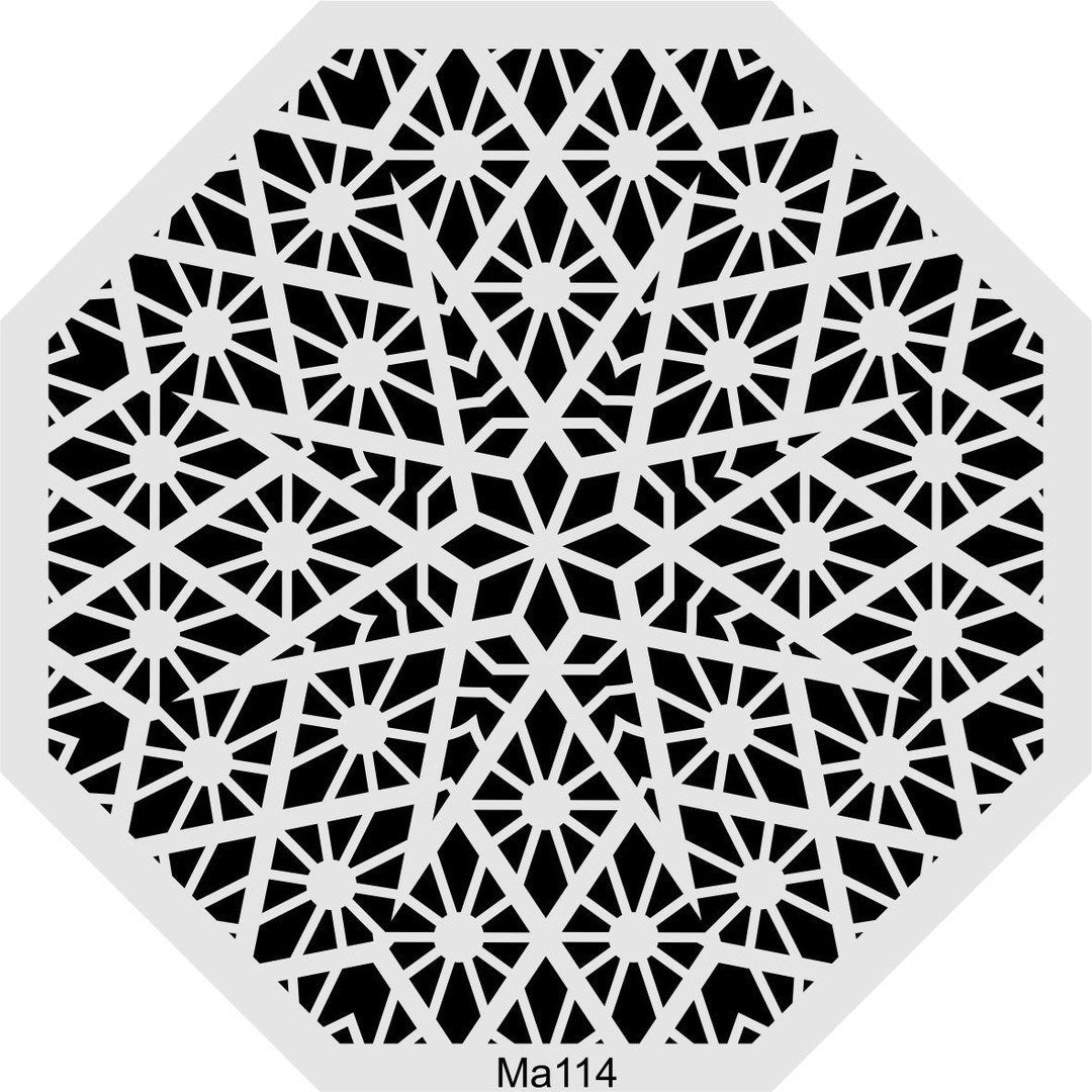 Stencil Tasarım Ma114 Geometrik Mandala Duvar Ahşap Cam Boyama Deseni