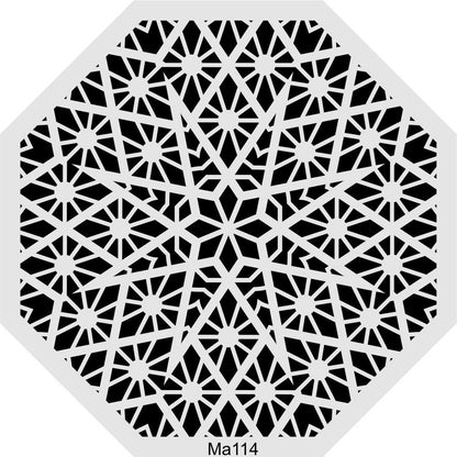 Stencil Tasarım Ma114 Geometrik Mandala Duvar Ahşap Cam Boyama Deseni