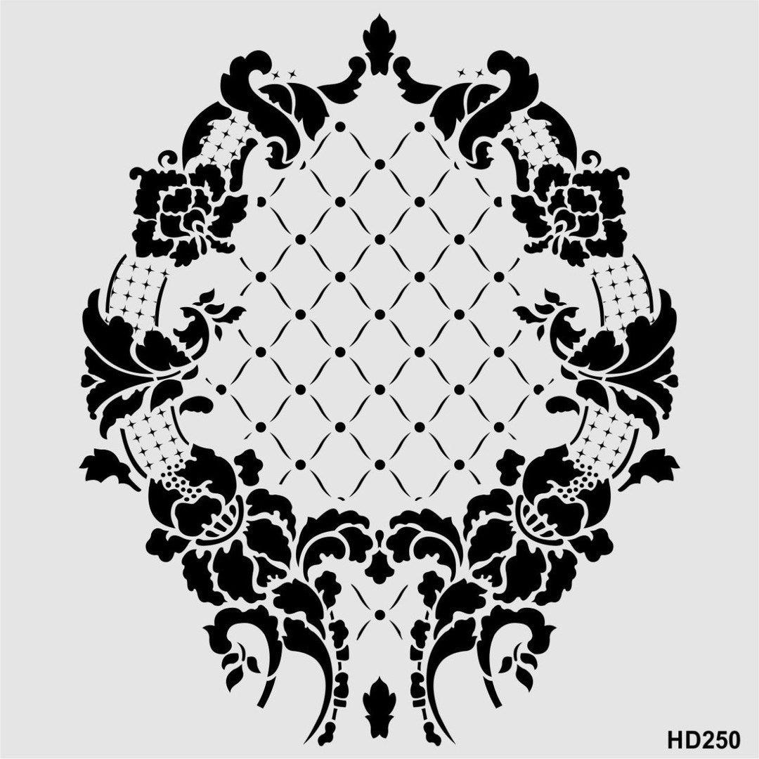 Stencil Tasarım Hd250 Damask Duvar Duvar Ahşap Cam Boyama Deseni