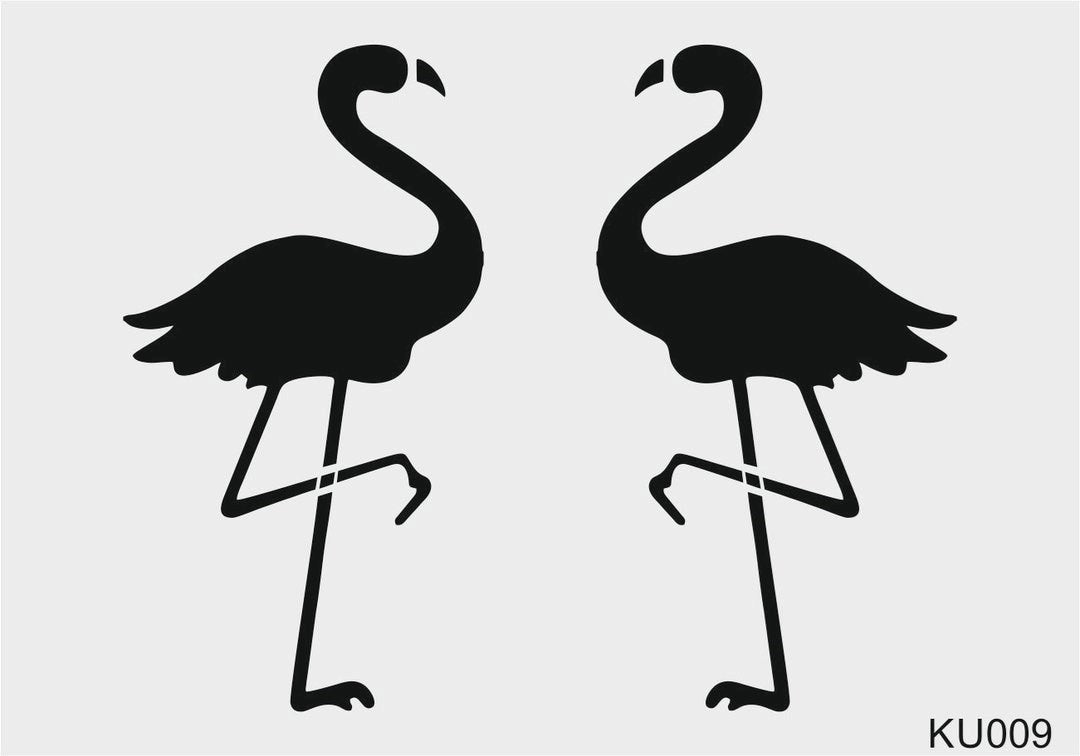 Stencil Tasarım Ku009 Flamingo  Duvar Ahşap Cam Boyama Deseni