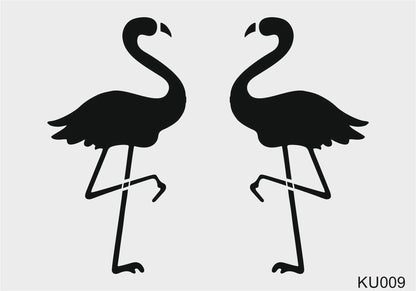 Stencil Tasarım Ku009 Flamingo  Duvar Ahşap Cam Boyama Deseni