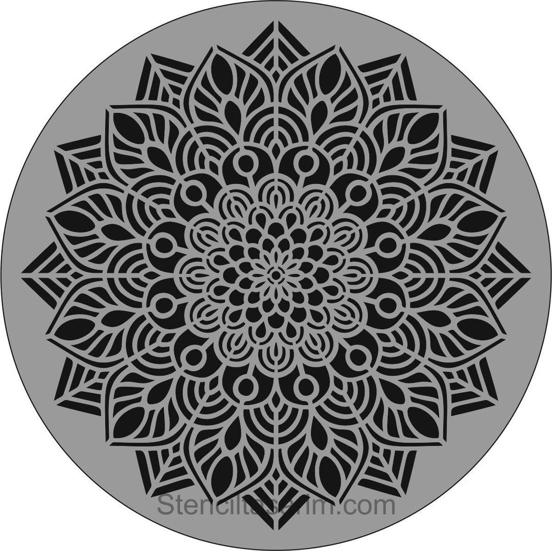 Stencil Tasarım Ma109 Mandala Duvar Ahşap Cam Boyama Deseni