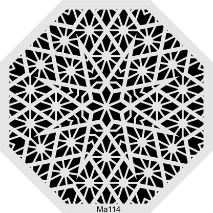 Stencil Tasarım Ma114 Geometrik Mandala Duvar Ahşap Cam Boyama Deseni