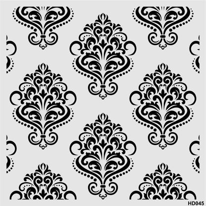 Stencil Tasarım Hd045 Damask Duvar Ahşap Cam Boyama Deseni