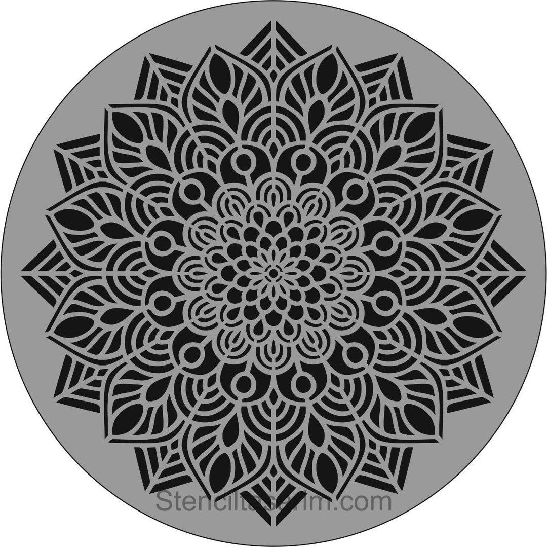 Stencil Tasarım Ma109 Mandala Duvar Ahşap Cam Boyama Deseni