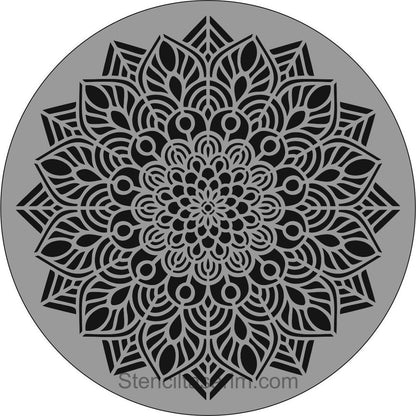 Stencil Tasarım Ma109 Mandala Duvar Ahşap Cam Boyama Deseni