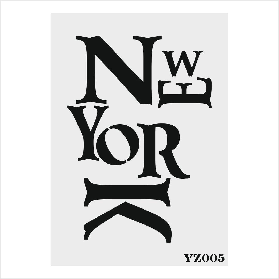 Stencil Tasarım Yz005  Newyork Duvar Ahşap Cam Boyama Deseni