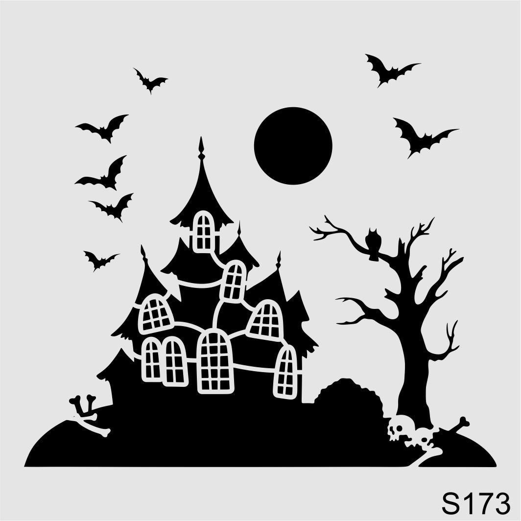 Stencil Tasarım S173 Halloween Duvar Ahşap Cam Boyama Deseni