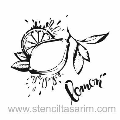 Stencil Tasarım Mu049 Limon Duvar Ahşap Cam Boyama Deseni RİCH