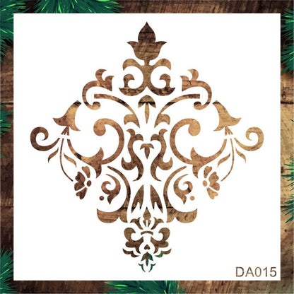 Stencil Tasarım Da015 Damask Duvar Ahşap Cam Boyama Deseni RİCH