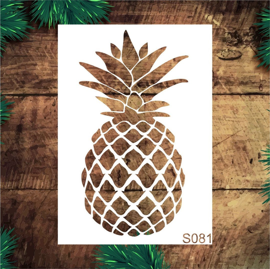 Stencil Tasarım S081 Ananas Duvar Ahşap Cam Boyama Deseni RİCH