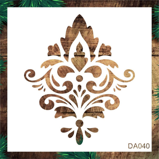 Stencil Tasarım Da040 Damask Duvar Ahşap Cam Boyama Deseni RİCH