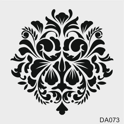 Stencil Tasarım DA073 Damask Duvar Ahşap Cam Kumaş Boyama Deseni