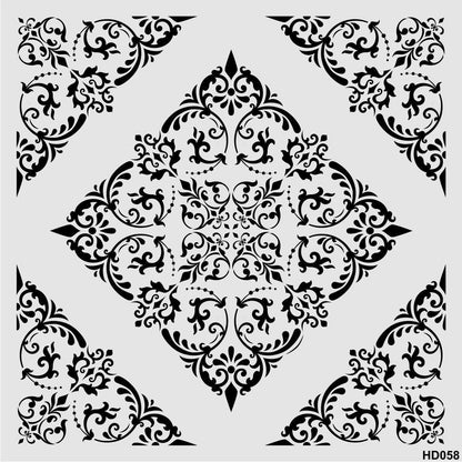 Stencil Tasarım Hd058 Damask Duvar Ahşap Cam Boyama Deseni