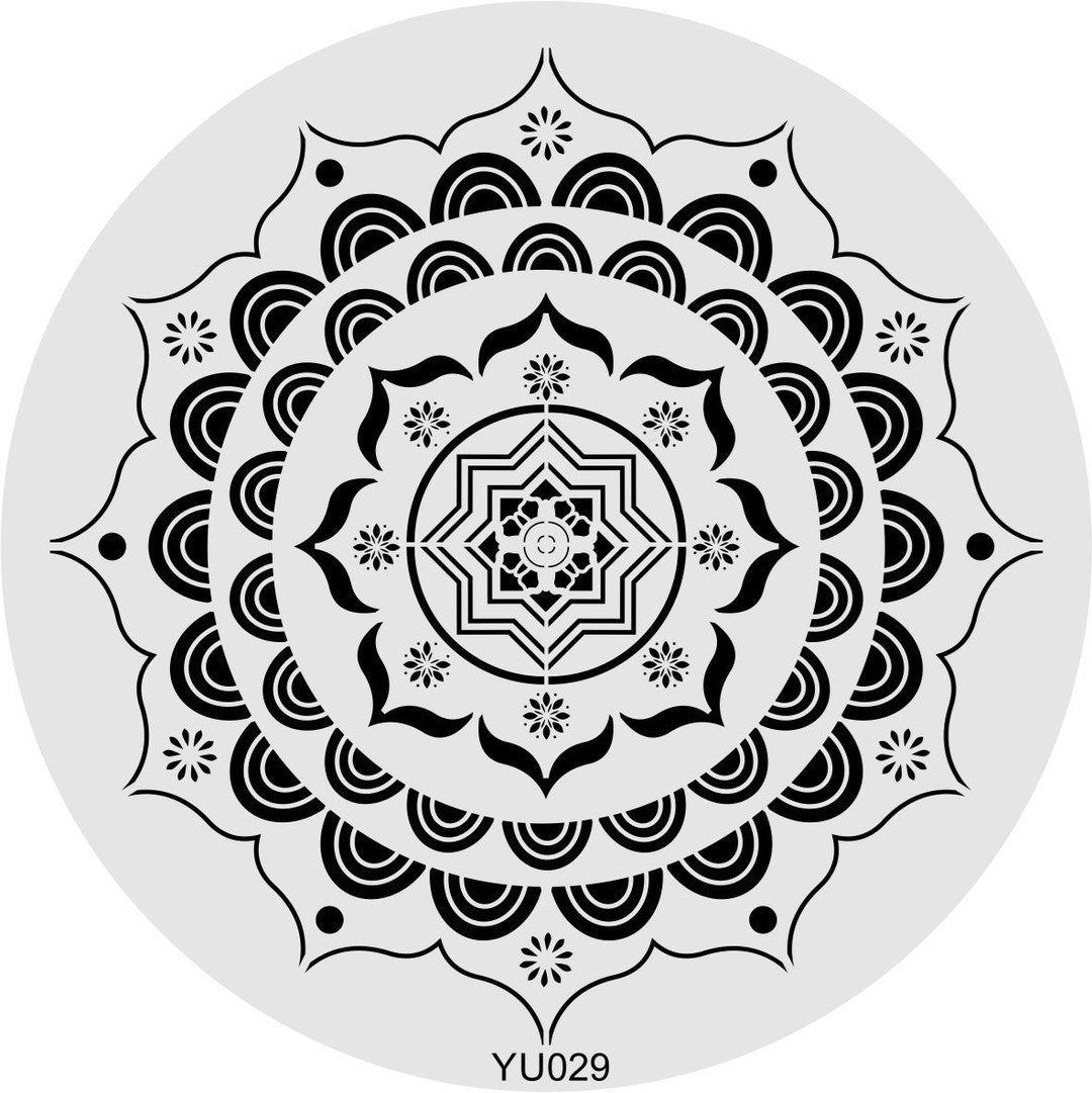 Stencil Tasarım Yu029 Mandala Duvar Ahşap Cam Boyama Deseni