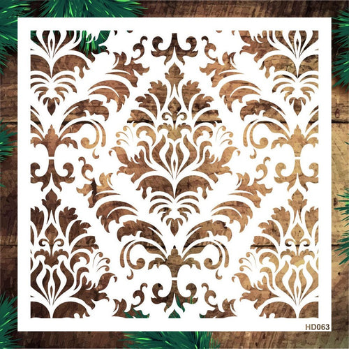 Stencil Tasarım Hd063 Damask Duvar Ahşap Cam Boyama Deseni RİCH