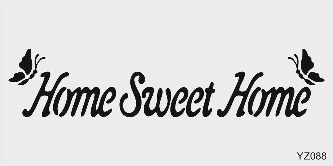 Stencil Tasarım Yz088 Home Sweet Duvar Ahşap Cam Boyama Deseni