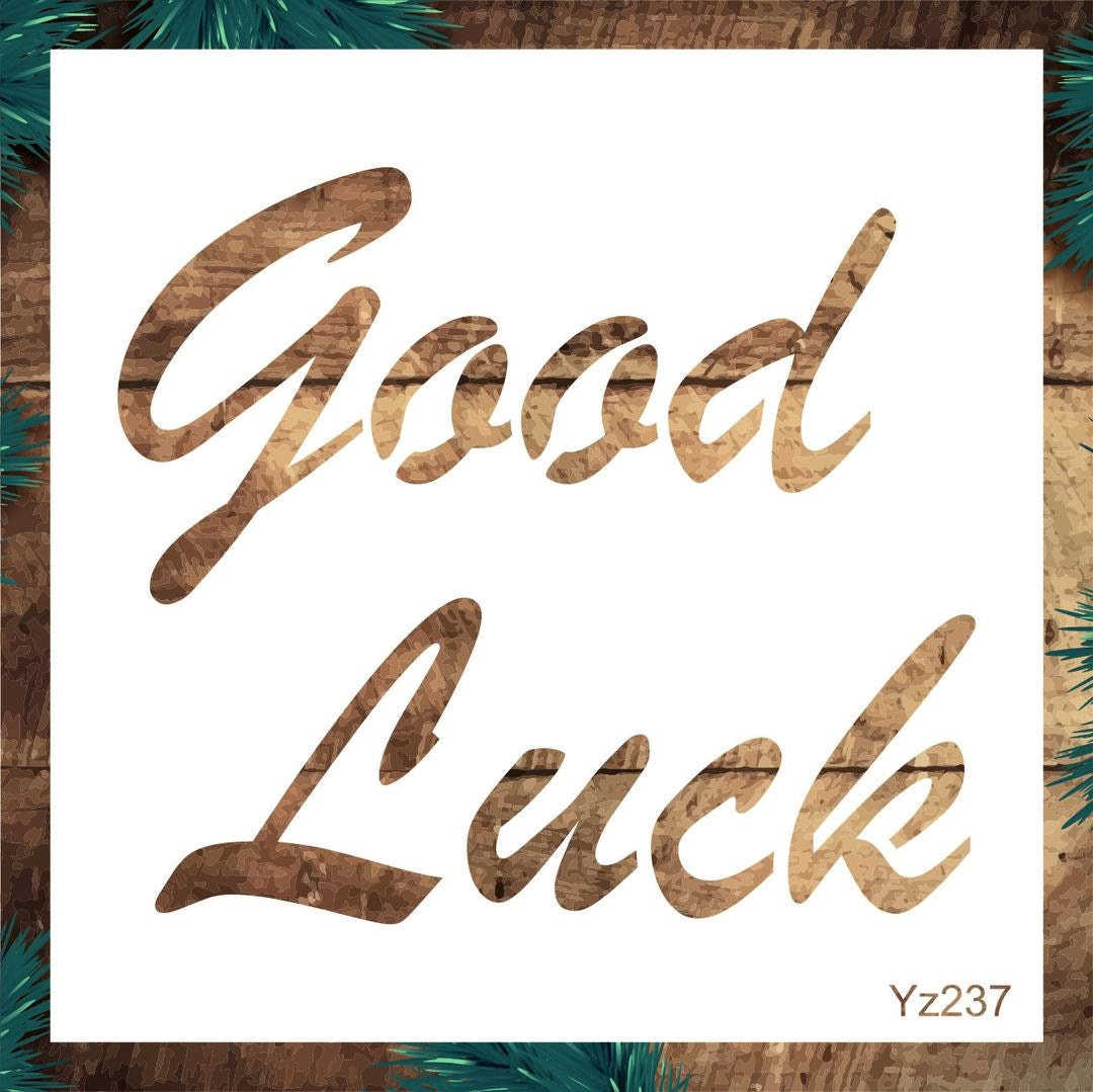 Stencil Tasarım Yz237  Good Luck Duvar Ahşap Cam Boyama Deseni RİCH