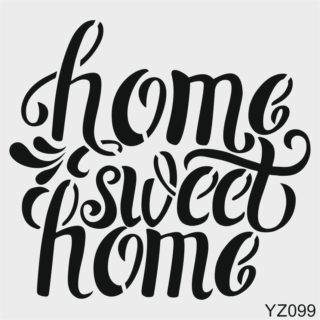 Stencil Tasarım Yz099 Home Sweet Duvar Ahşap Cam Boyama Deseni