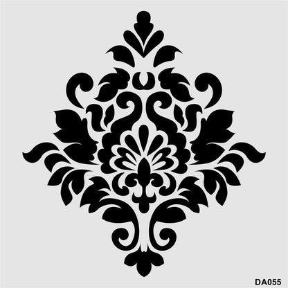 Stencil Tasarım Da055 Damask Duvar Ahşap Cam Boyama Deseni