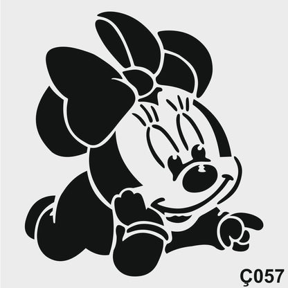 Stencil Tasarım Ç057 Minnie - Dekoratif Duvar Fayans Ve Eşya Boyama Şablonları