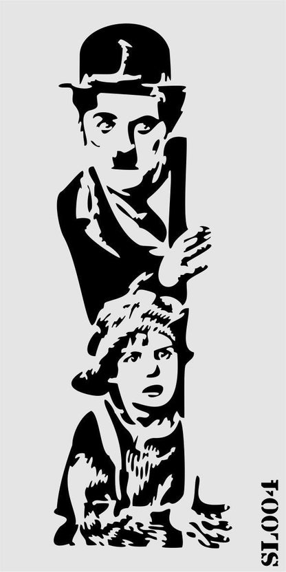 Stencil Tasarım Sl004 Charlie Chaplin Duvar Ahşap Cam Boyama Deseni