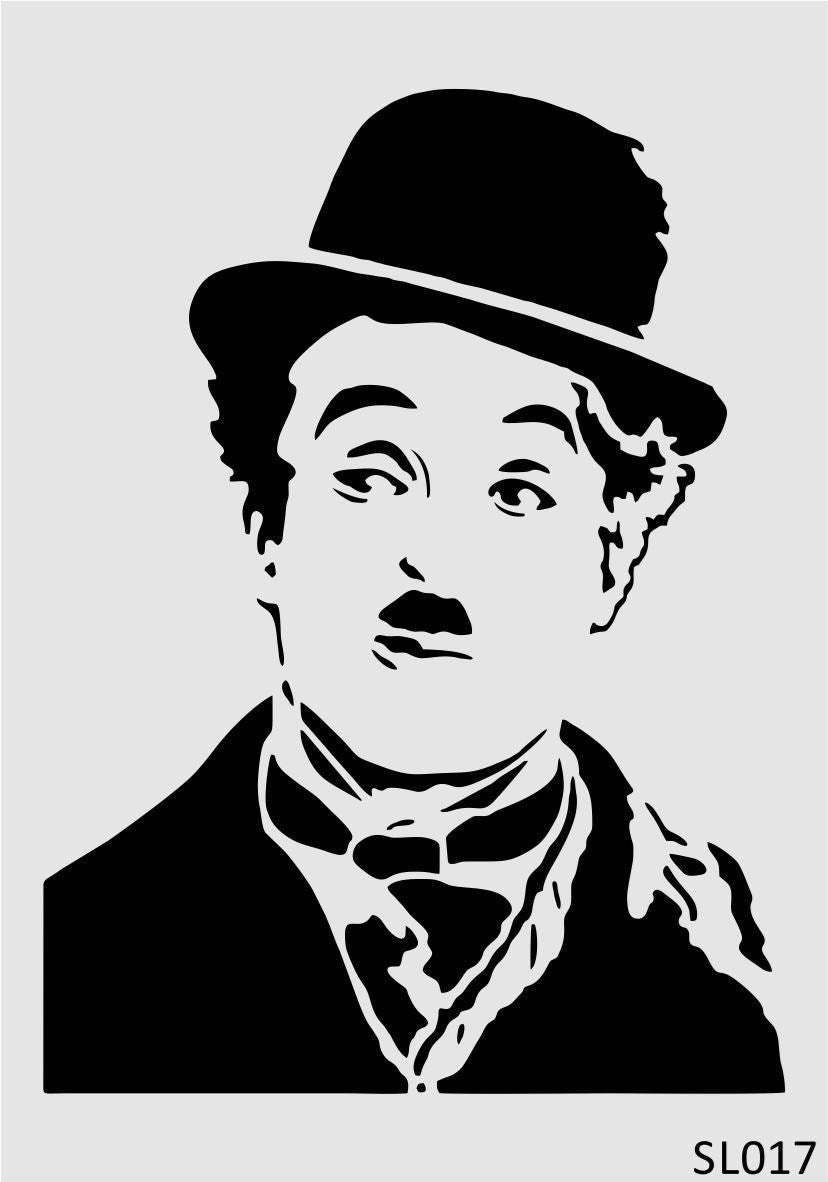 Stencil Tasarım Sl017 Charlie Caplin Duvar Ahşap Cam Boyama Deseni