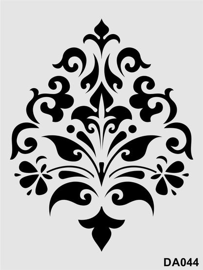 Stencil Tasarım Da044 Damask Duvar Ahşap Cam Boyama Deseni