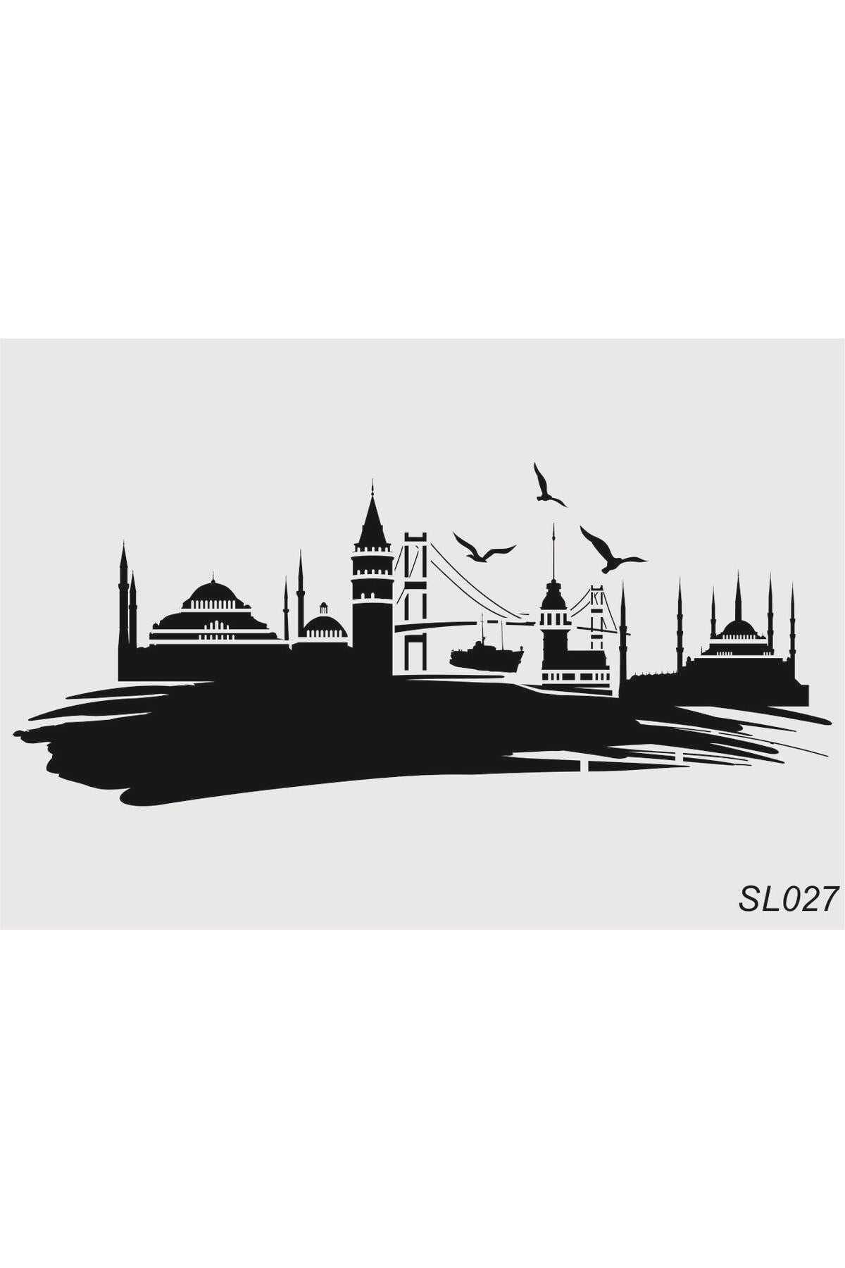 Stencil Tasarım SL027 İstanbul - Dekoratif Duvar Ve Eşya Boyama Şablonları RİCH