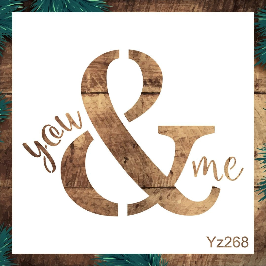 Stencil Tasarım Yz268 You And Me Duvar Ahşap Cam Boyama Deseni RİCH