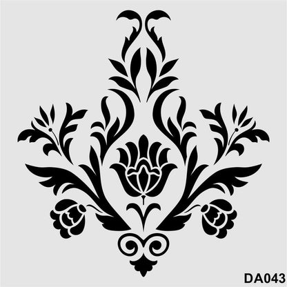 Stencil Tasarım Da043 Damask Duvar Ahşap Cam Boyama Deseni