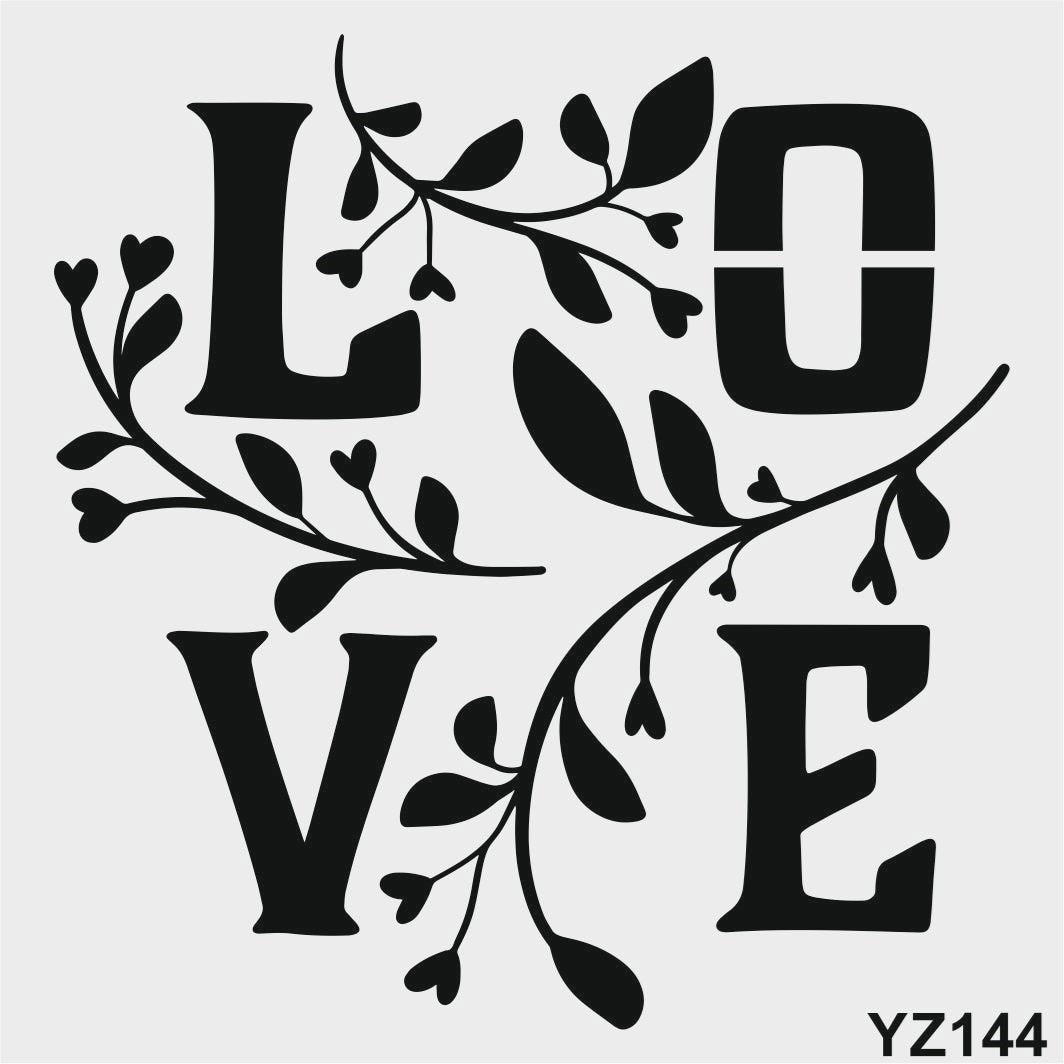 Stencil Tasarım Yz144 Love Duvar Ahşap Cam Boyama Deseni