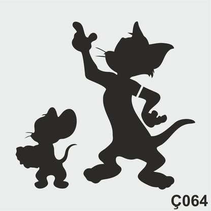 Stencil TasarıM Ç064 Tom ve Jerry Duvar Ahşap Boyama Desen Kalıbı