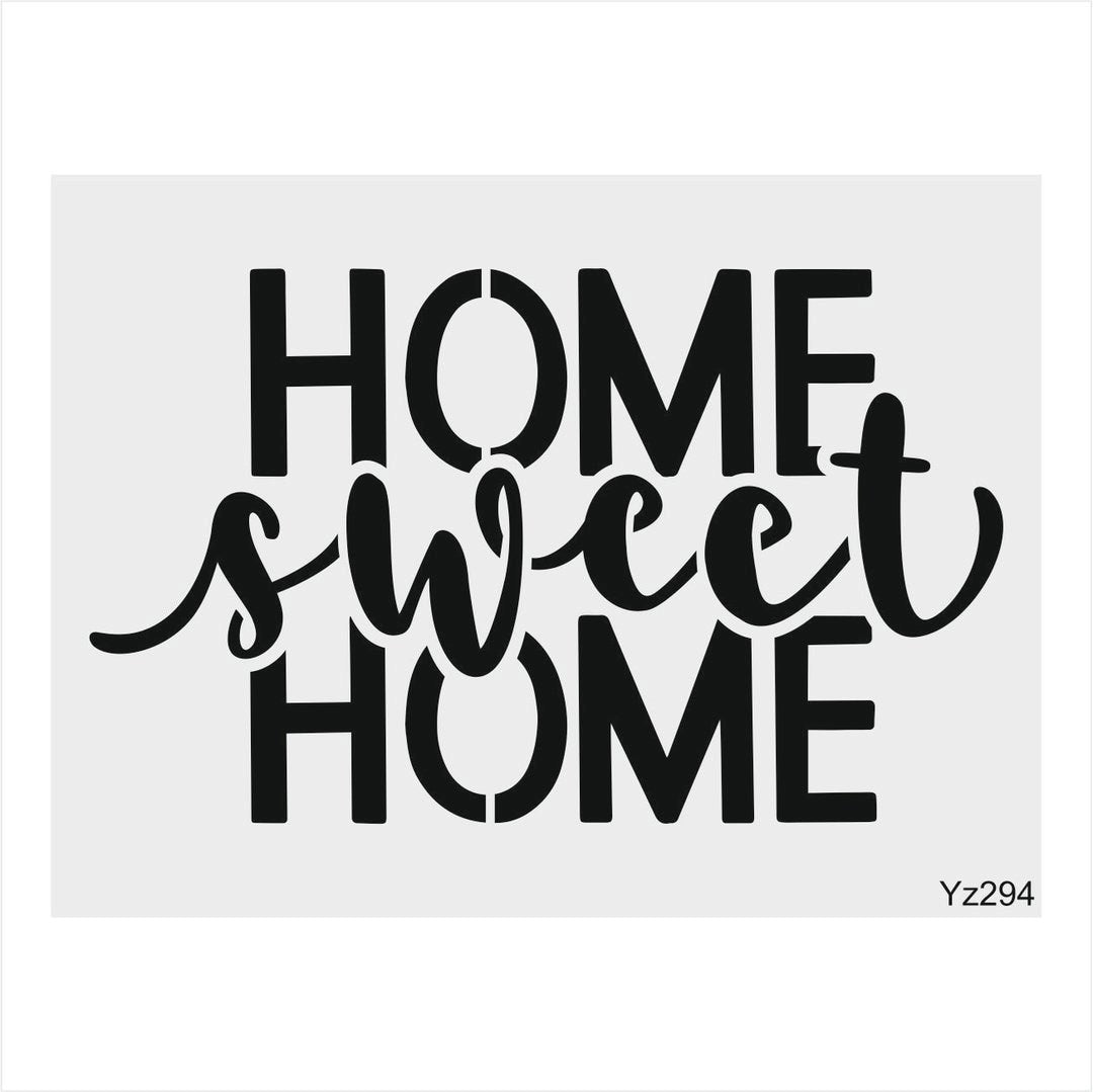 Stencil Tasarım Yz294 Home Sweet Duvar Ahşap Cam Boyama Deseni