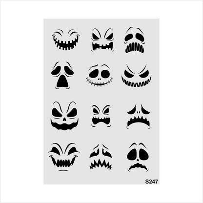 Stencil Tasarım S247 Halloween Duvar Ahşap Cam Boyama Deseni