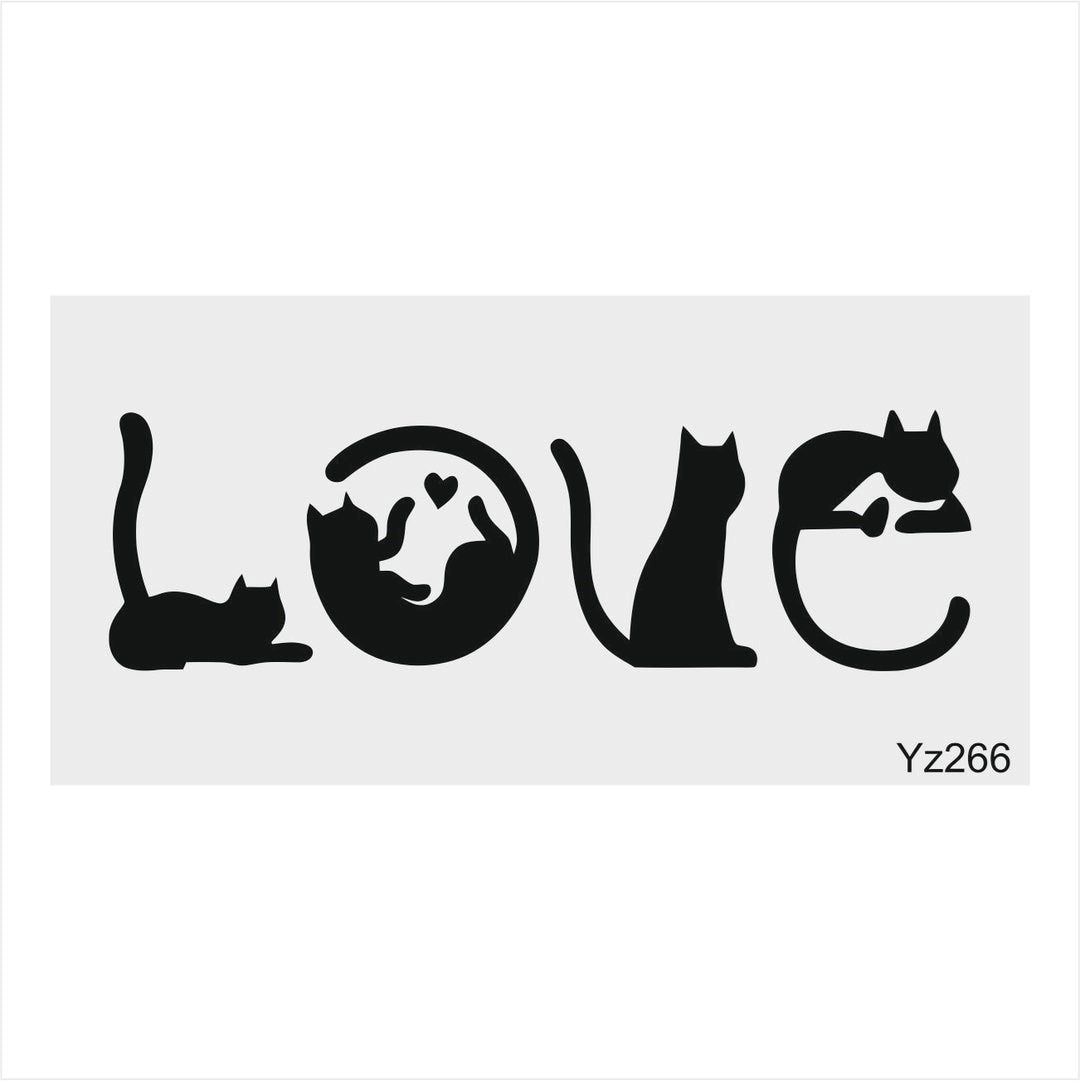 Stencil Tasarım Yz266 Love Duvar Ahşap Cam Boyama Deseni