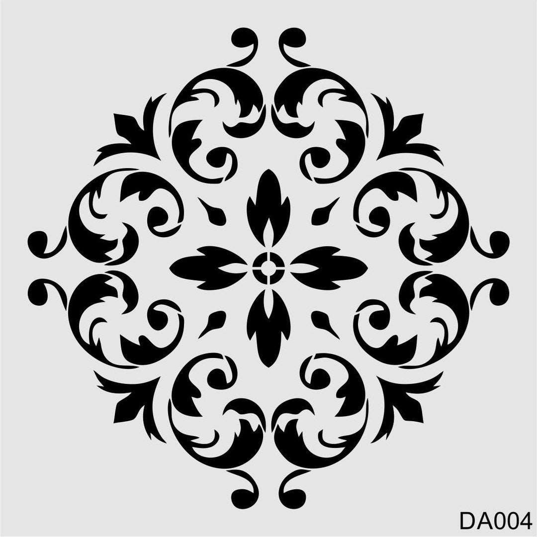 Stencil Tasarım Da004 Damask Duvar Ahşap Cam Boyama Deseni