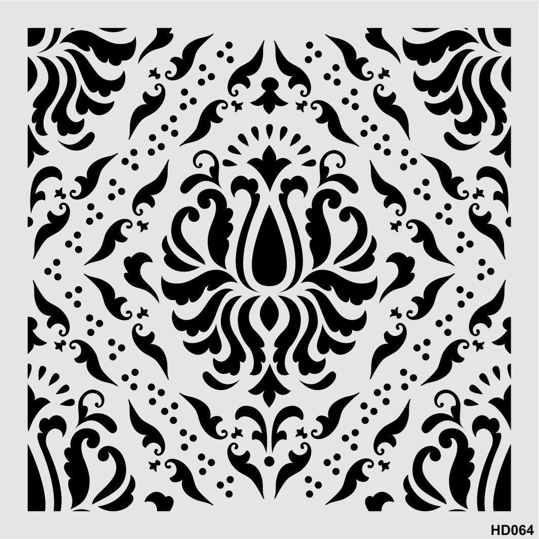 Stencil Tasarım Hd064 Damask Duvar Ahşap Cam Boyama Deseni